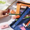 imageMr Pen 2 Pack Pencil Cases Pink and Yellow Flat Zipper Pouch for 3 Ring BinderBlue and Orange