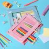 imageMr Pen 2 Pack Pencil Cases Pink and Yellow Flat Zipper Pouch for 3 Ring BinderBlue and Pink