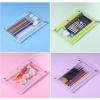 imageMr Pen 2 Pack Pencil Cases Pink and Yellow Flat Zipper Pouch for 3 Ring BinderBright