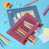 imageMr Pen 2 Pack Pencil Cases Pink and Yellow Flat Zipper Pouch for 3 Ring BinderBurgundy and Blue