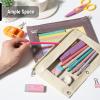 imageMr Pen 2 Pack Pencil Cases Pink and Yellow Flat Zipper Pouch for 3 Ring BinderCream and Brown