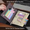 imageMr Pen 2 Pack Pencil Cases Pink and Yellow Flat Zipper Pouch for 3 Ring BinderCream and Brown