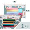 imageMr Pen 2 Pack Pencil Cases Pink and Yellow Flat Zipper Pouch for 3 Ring BinderForest Hues