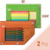 imageMr Pen 2 Pack Pencil Cases Pink and Yellow Flat Zipper Pouch for 3 Ring BinderGreen and Orange