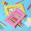 imageMr Pen 2 Pack Pencil Cases Pink and Yellow Flat Zipper Pouch for 3 Ring BinderPink and Yellow
