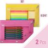 imageMr Pen 2 Pack Pencil Cases Pink and Yellow Flat Zipper Pouch for 3 Ring BinderPink and Yellow