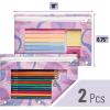imageMr Pen 2 Pack Pencil Cases Pink and Yellow Flat Zipper Pouch for 3 Ring BinderPlum Blossom