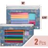 imageMr Pen 2 Pack Pencil Cases Pink and Yellow Flat Zipper Pouch for 3 Ring BinderRetro Rainbow
