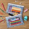 imageMr Pen 2 Pack Pencil Cases Pink and Yellow Flat Zipper Pouch for 3 Ring BinderRetro Rainbow
