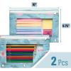 imageMr Pen 2 Pack Pencil Cases Pink and Yellow Flat Zipper Pouch for 3 Ring BinderSpring Flowers