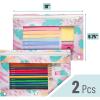 imageMr Pen 2 Pack Pencil Cases Pink and Yellow Flat Zipper Pouch for 3 Ring BinderTropical Leaves