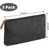 imageMr Pen 3 Pc Black Felt Small Pen Case with Zipper Office Supplies Canvas Pencil BagC Black
