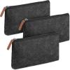 imageMr Pen 3 Pc Black Felt Small Pen Case with Zipper Office Supplies Canvas Pencil BagC Black