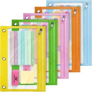 imageMr Pen 2 Pack Pencil Cases Pink and Yellow Flat Zipper Pouch for 3 Ring BinderBright