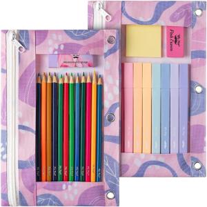 imageMr Pen 2 Pack Pencil Cases Pink and Yellow Flat Zipper Pouch for 3 Ring BinderPlum Blossom