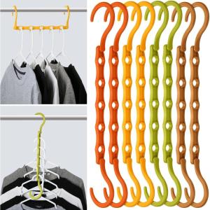 imageMr Pen Space Saving Hangers for Clothes 8 pcs Autumn Colors Plastic Multi Clothes Hangers Space Saving 5 Slots 360 Rotating Hooks