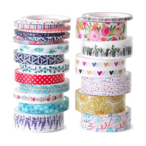 imageMr Pen Washi Tape Set 21 Rolls Assorted Sizes Geo Labyrinth Washi Tape for JournalingFloral
