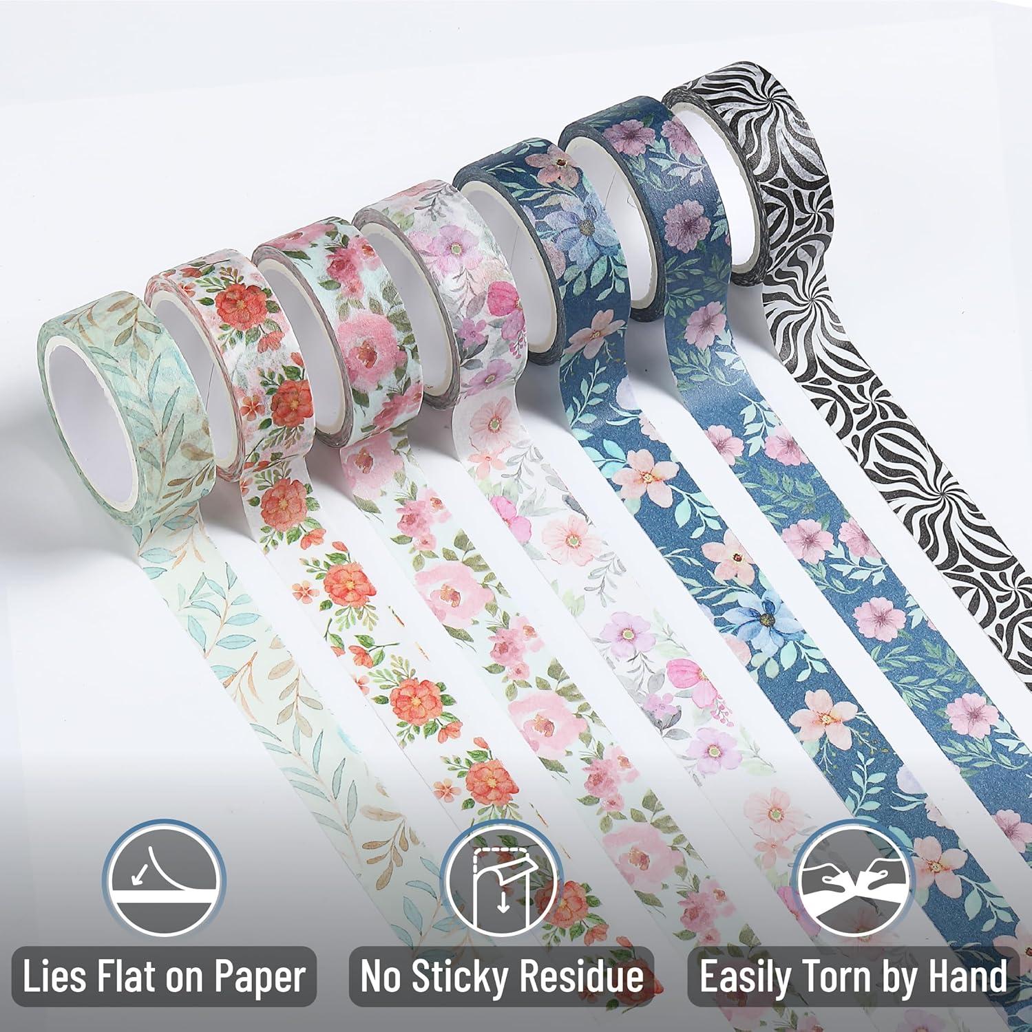 imageMr Pen Washi Tape Set 21 Rolls Assorted Sizes Ocean Breeze Washi Tape for JournalingFloral Vintage