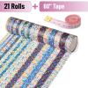imageMr Pen Washi Tape Set 21 Rolls Assorted Sizes Ocean Breeze Washi Tape for JournalingGeo Labyrinth
