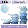 imageMr Pen Washi Tape Set 21 Rolls Assorted Sizes Ocean Breeze Washi Tape for JournalingOcean Breeze