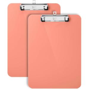 imageMr Pen Plastic Clipboard 125quot x 9quot 2 Pack Faded Earthy Clipboard Plastic LowProfile Metal Clip with Retractable Hanging HoleCoral Pink