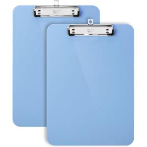imageMr Pen Plastic Clipboard 125quot x 9quot 2 Pack Faded Earthy Clipboard Plastic LowProfile Metal Clip with Retractable Hanging HoleCyan Blue
