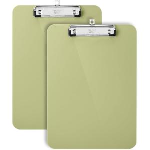 imageMr Pen Plastic Clipboard 125quot x 9quot 2 Pack Faded Earthy Clipboard Plastic LowProfile Metal Clip with Retractable Hanging HoleFaded Olive Green