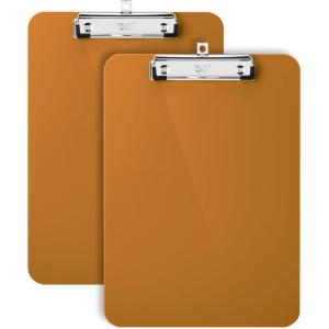 imageMr Pen Plastic Clipboard 125quot x 9quot 2 Pack Faded Earthy Clipboard Plastic LowProfile Metal Clip with Retractable Hanging HoleGolden Caramel