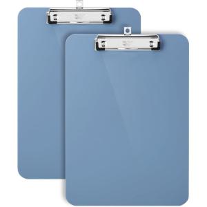 imageMr Pen Plastic Clipboard 125quot x 9quot 2 Pack Faded Earthy Clipboard Plastic LowProfile Metal Clip with Retractable Hanging HoleGrayblue