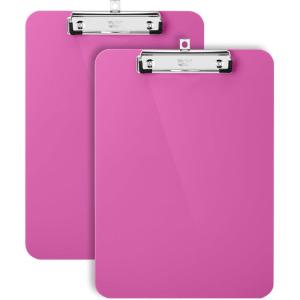 imageMr Pen Plastic Clipboard 125quot x 9quot 2 Pack Faded Earthy Clipboard Plastic LowProfile Metal Clip with Retractable Hanging HoleHot Pink