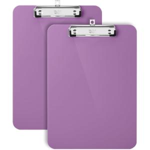 imageMr Pen Plastic Clipboard 125quot x 9quot 2 Pack Faded Earthy Clipboard Plastic LowProfile Metal Clip with Retractable Hanging HolePastel Purple