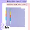imageMr Pen 3 Ring Binder Dividers with Tabs 2 Sets 6 PackSet Letter Size Winter Colors Plastic 6 Tab Dividers for 3 Ring Binder with 12 pcs Labels
