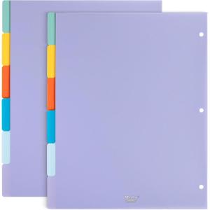 imageMr Pen 3 Ring Binder Dividers with Tabs 2 Sets 6 PackSet Letter Size Winter Colors Plastic 6 Tab Dividers for 3 Ring Binder with 12 pcs Labels
