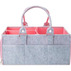 imageMr Pen Baby Diaper Caddy Organizer 2 Pack Gray Baby Caddy Organizer with Handle Compact Size Collapsible ampamp PortablePink Inside