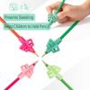 imageMr Pen Pencil Grips for Kids Handwriting 4 Pack with 4 Clips Bright Colors Flexible Silicon Pencil Holder for Kids Right ampamp LeftHandedSpring Colors