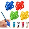 imageMr Pen Pencil Grips for Kids Handwriting 4 Pack with 4 Clips Bright Colors Flexible Silicon Pencil Holder for Kids Right ampamp LeftHandedBright Colors