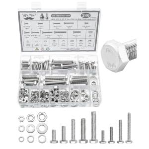 imageMr Pen Hex Head Nuts and Bolts Assortment Kit 246 pcs Stainless Steel 14quot20 516quot18 38quot16 Assorted Nuts and Bolts Heavy Duty Screw Assortment Kit with Clear Storage Box