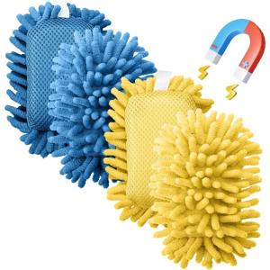 imageMr Pen Microfiber Shag Whiteboard Eraser 4 Pack Vintage Color Washable Microfiber Whiteboard EraserBlue  Yellow