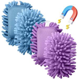 imageMr Pen Microfiber Shag Whiteboard Eraser 4 Pack Vintage Color Washable Microfiber Whiteboard EraserViolet  Blue