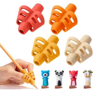 imageMr Pen Pencil Grips for Kids Handwriting 4 Pack with 4 Clips Bright Colors Flexible Silicon Pencil Holder for Kids Right ampamp LeftHandedAutumn Colors