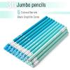 imageMr Pen Jumbo Pencils 30 Pencil Preschool Pencils Large Pencil Colorful Barrels and Black 2 HB Graphite Cores Smooth Lead LatexFree Eraser Top with Metal FerruleBlue and Teal Barrels