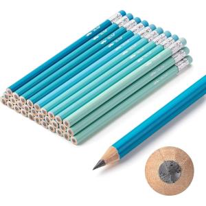 imageMr Pen Jumbo Pencils 30 Pencil Preschool Pencils Large Pencil Colorful Barrels and Black 2 HB Graphite Cores Smooth Lead LatexFree Eraser Top with Metal FerruleBlue and Teal Barrels