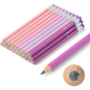 imageMr Pen Jumbo Pencils 30 Pencil Preschool Pencils Large Pencil Colorful Barrels and Black 2 HB Graphite Cores Smooth Lead LatexFree Eraser Top with Metal FerrulePink and Purple Barrels