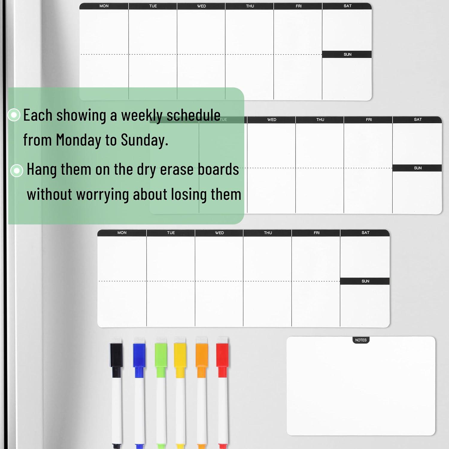 imageMr Pen 4quot x 12quot Dry Erase Magnetic Weekly Planner for Fridge 11 pcs 4X Weekly Chore Chart 6X Colorful Whiteboard Markers and 6quot x 4quot Magnetic Whiteboard Note