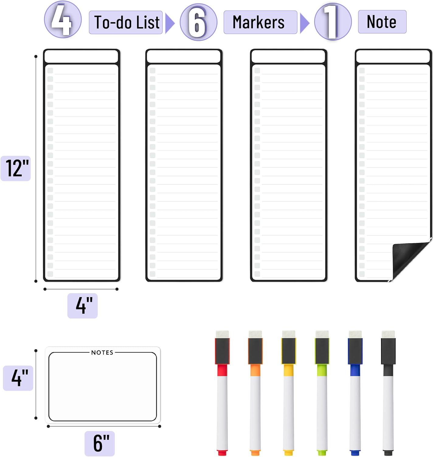 imageMr Pen 4quot x 12quot Magnetic Dry Erase to Do List 11 pcs 4X Dry Erase to Do List White Board 6X Colorful Whiteboard Markers and 6quot x 4quot Magnetic Whiteboard Note