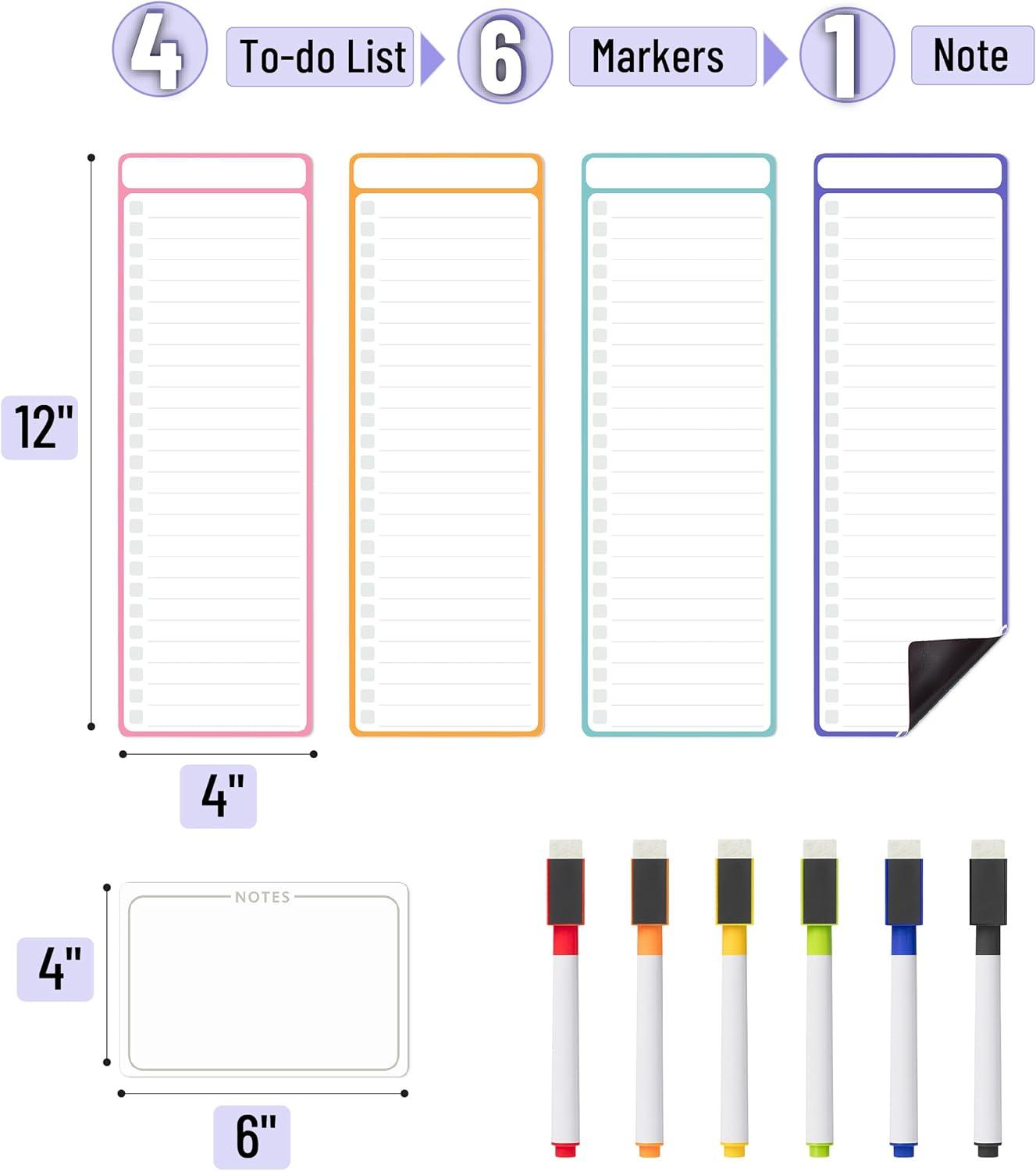 imageMr Pen 4quot x 12quot Magnetic Dry Erase to Do List 11 pcs Neon Style 4X Dry Erase to Do List White Board 6X Colorful Whiteboard Markers and 6quot x 4quot Magnetic Whiteboard Note