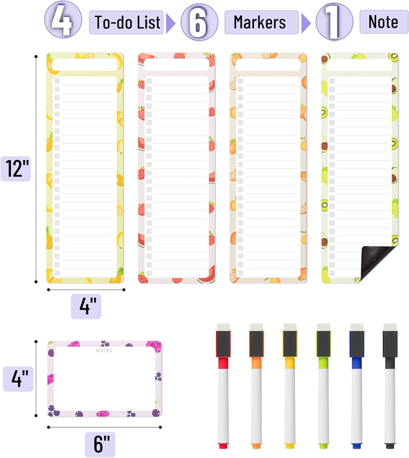 imageMr Pen 4quot x 12quot Magnetic Dry Erase to Do List Set 11 Pack Fruit Style 4X Dry Erase to Do List White Board 6X Colorful Whiteboard Markers and 6quot x 4quot Magnetic Whiteboard Note