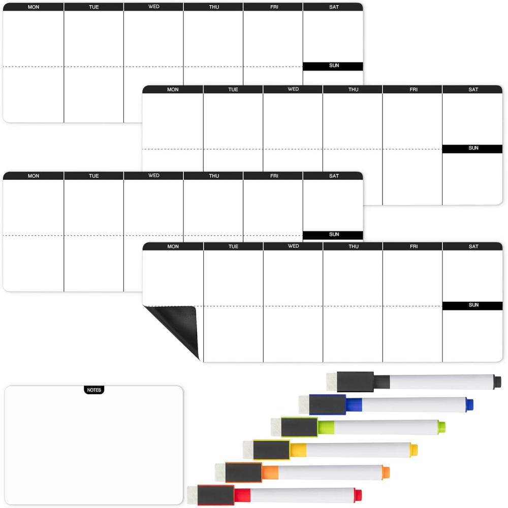 imageMr Pen 4quot x 12quot Dry Erase Magnetic Weekly Planner for Fridge 11 pcs 4X Weekly Chore Chart 6X Colorful Whiteboard Markers and 6quot x 4quot Magnetic Whiteboard Note
