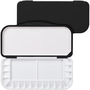 imageMr Pen Airtight Watercolor Palette with Lid Red 18 Wells and 2 Mixing Areas Empty Watercolor Palette Paint Pallet with Lid Folding Paint TrayBlack