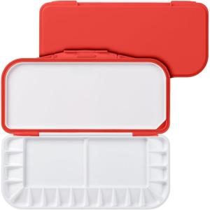 imageMr Pen Airtight Watercolor Palette with Lid Red 18 Wells and 2 Mixing Areas Empty Watercolor Palette Paint Pallet with Lid Folding Paint TrayRed